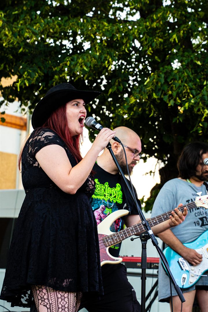 Diamond vocalist performing live on stage